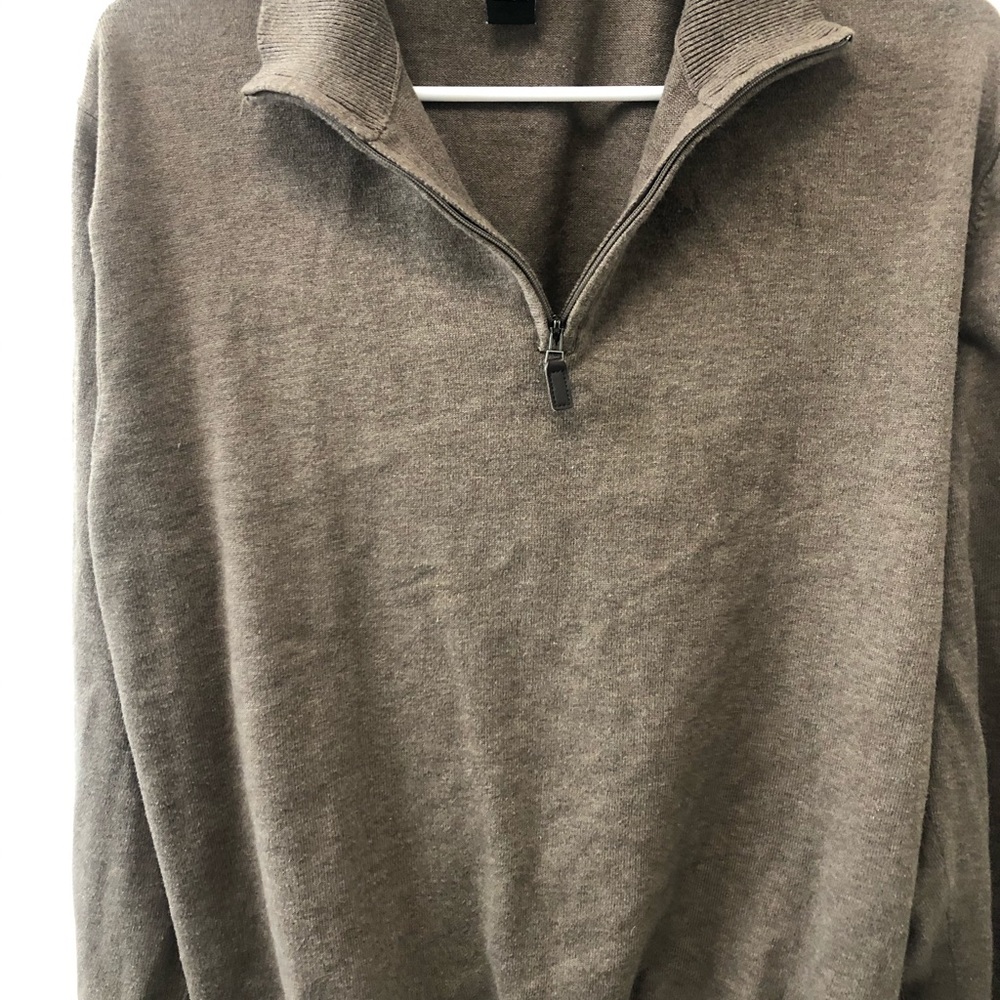 Brown Jos A Bank Sweater cotton large zip up